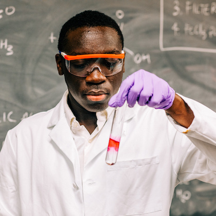 Kwame Kennedy in a lab