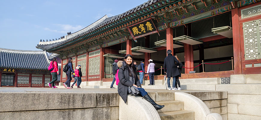 Global studies student Sidney Cutter in Seoul, South Korea